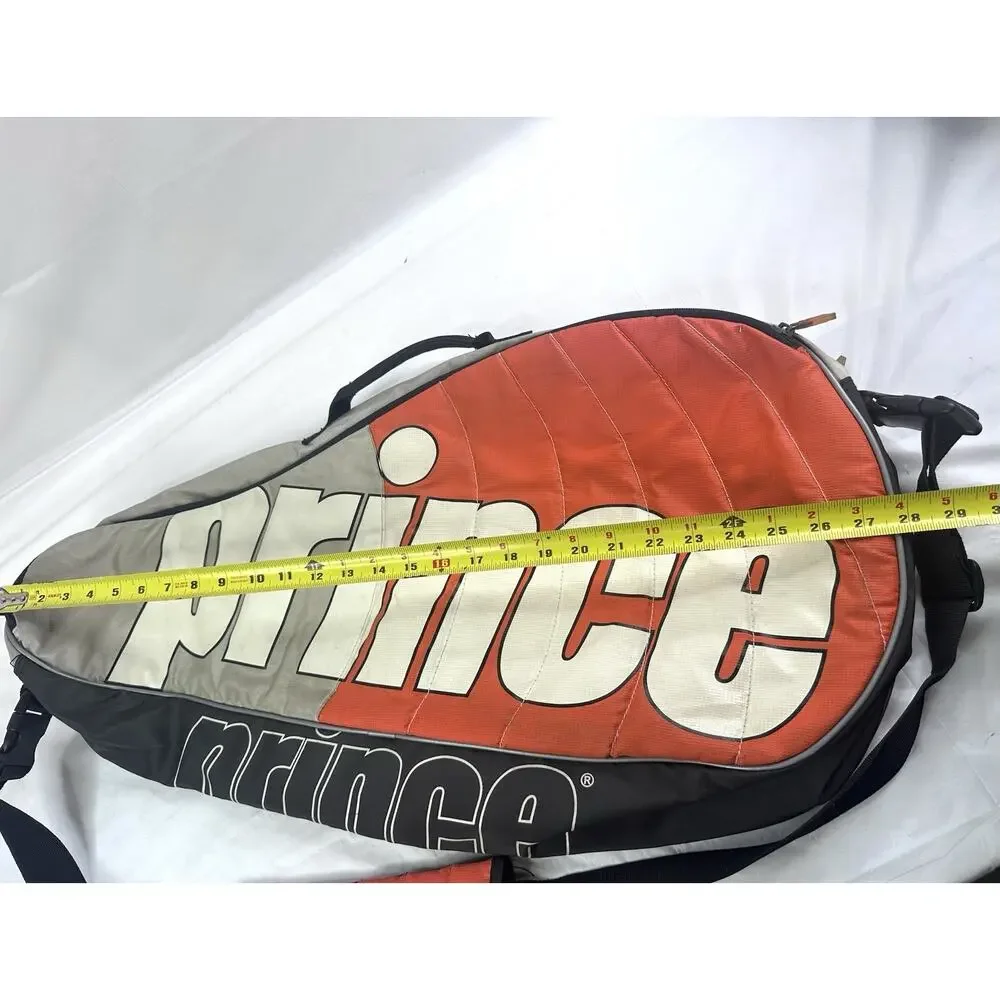 Prince Multi-racquet Carrying Case Tennis Orange White Silver Double Zipper